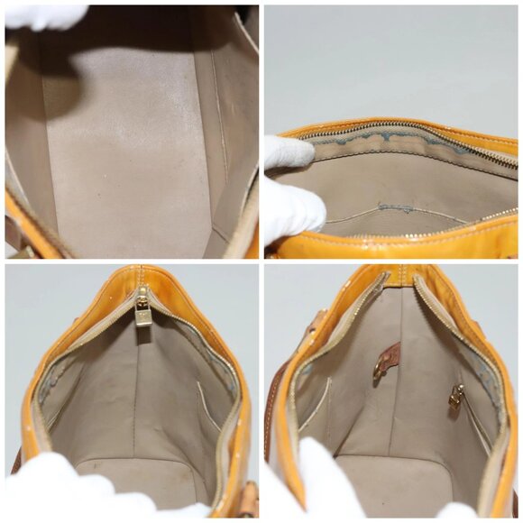 LOUIS VUITTON Monogram Vernis Houston Hand Bag Jaune M91121 LV Auth BA994 - Picture 15 of 16